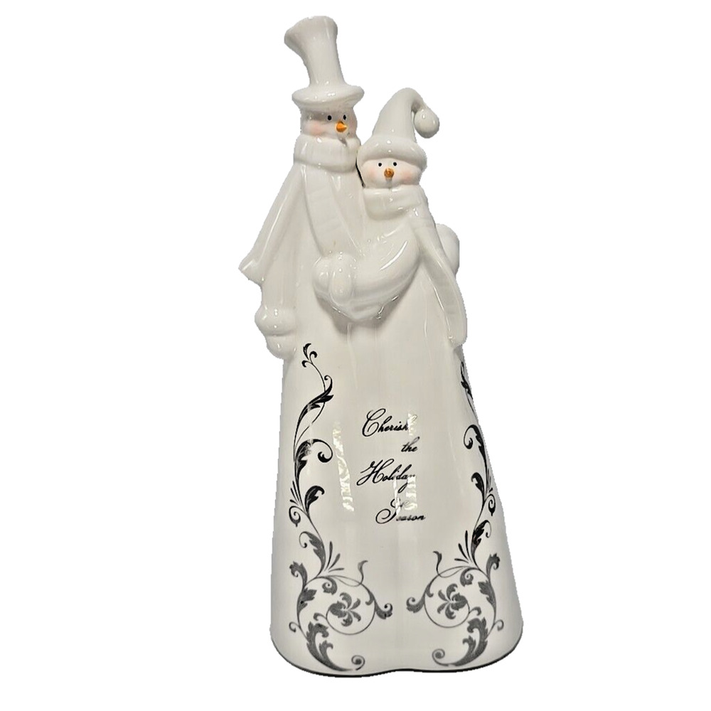 St. Nicholas Square Snowman Couple "Cherish the Holiday Season" Figurine